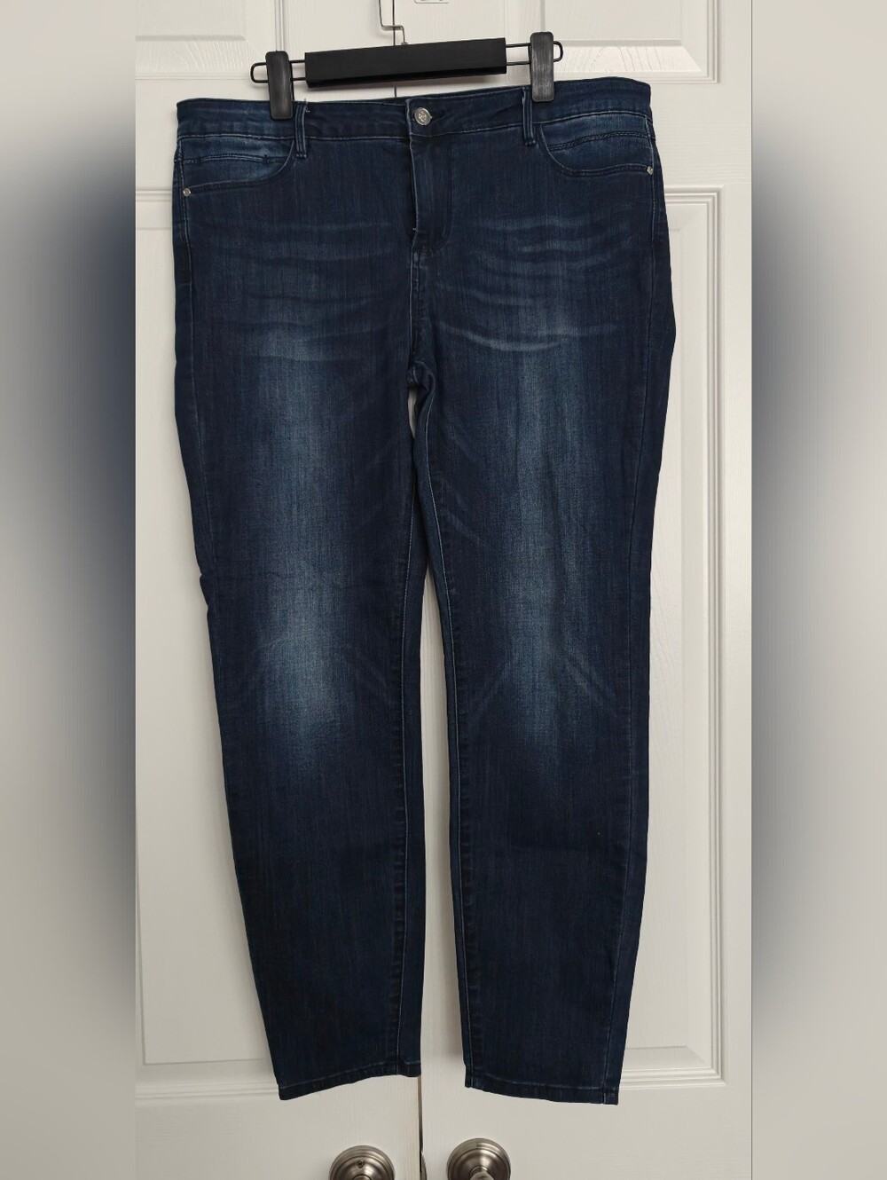 bebe Dark Blue Women's Stretch Denim Jeans - Slim Fit/High Waisted, Size 32